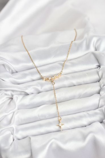 316L Çelik Zincir Gold Renk Yıldız Model Y Kadın Kolye - TJ-BKO10666
