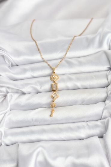 316L Çelik Zincir Gold Renk Kutup Yıldızı Enerji Model Kadın Y Kolye - TJ-BKO10672