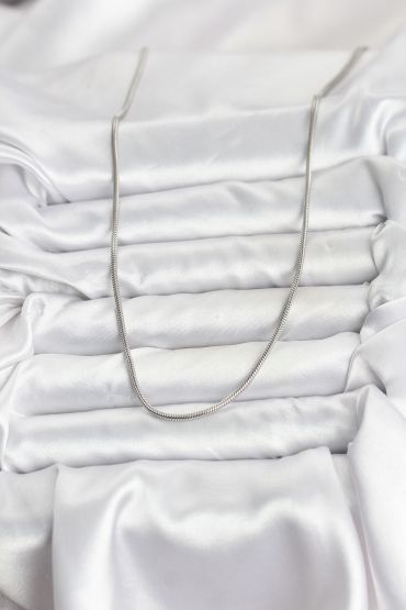 316L Çelik Zincir Gümüş Renk 60 cm Yılan Zincir Kadın Kolye - TJ-BKO10681