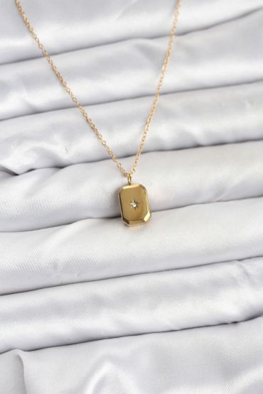 316L Çelik Zincir Gold Renk Minimal Kutup Yıldızı Model Kadın Kolye - TJ-BKO10683