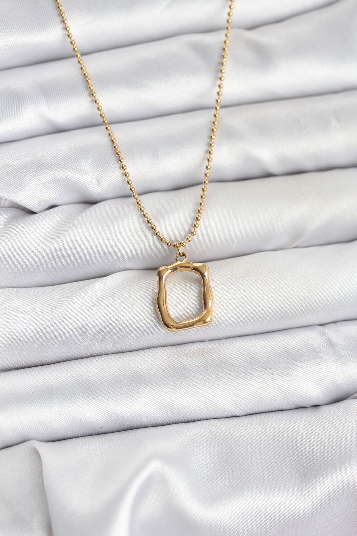 316L Çelik Zincir Gold Renk Model Kadın Kolye - TJ-BKO10688