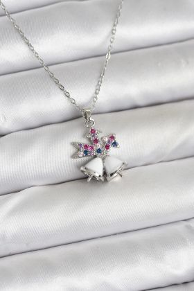 316L Çelik Zincir Gümüş Renk Chirtsmas Bell Model Yılbaşı Temalı Kadın Kolye - TJ-BKO10707