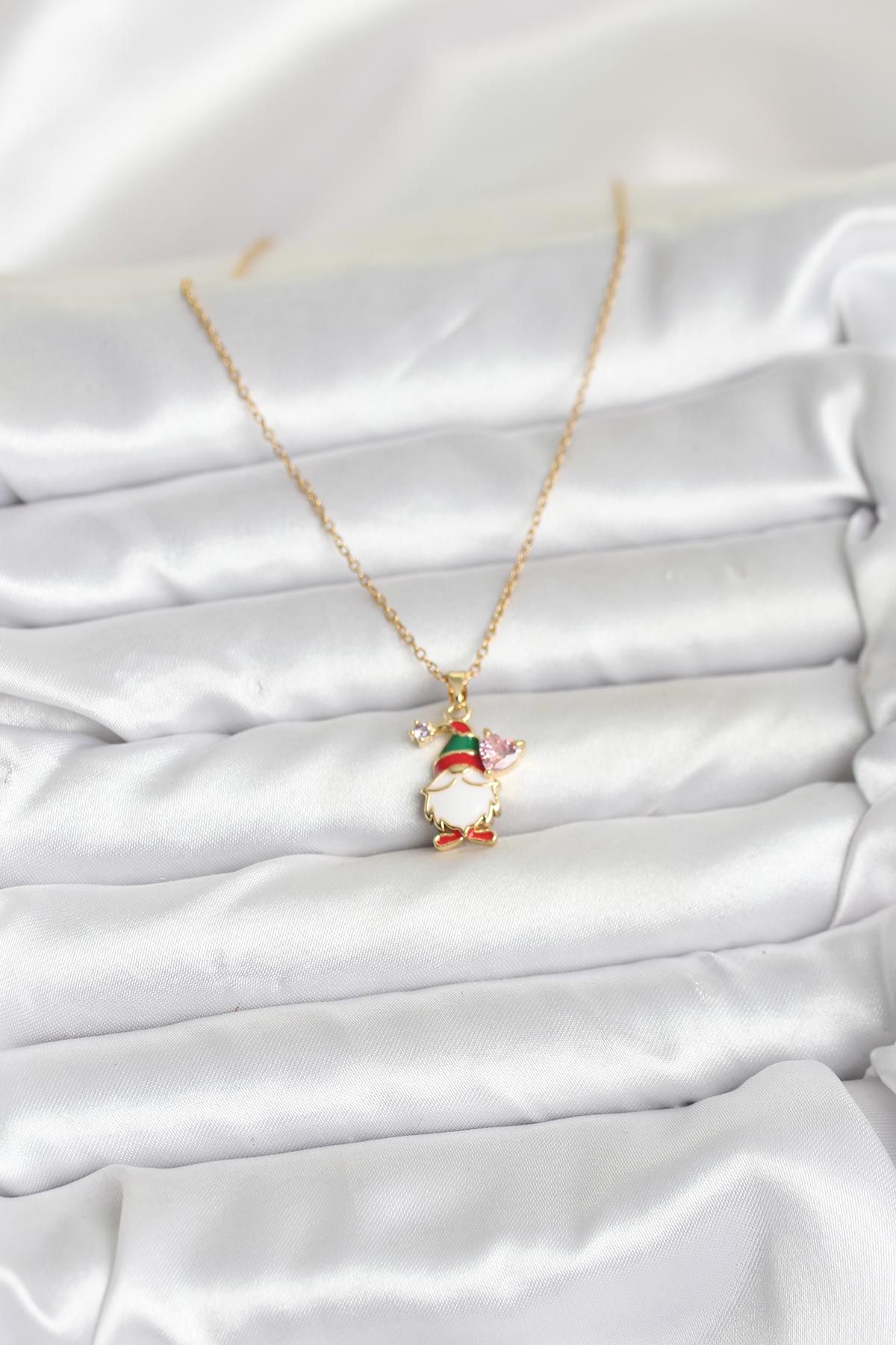 316L Çelik Zincir Gold Renk Yılbaşı Teması Kadın Kolye - TJ-BKO10708