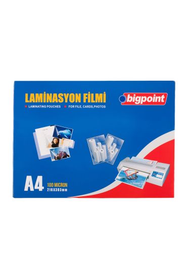 Bigpoint Laminasyon Filmi A4 100 Mikron 100'lü Kutu x 2 Kutu