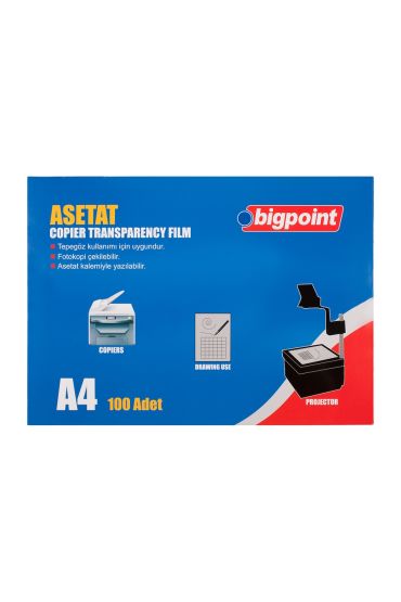 Bigpoint Fotokopi Asetatı A4 100 Mikron 100'lü Kutu x 2 Kutu