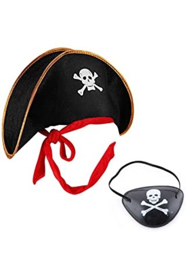 Kaptan Jack Çocuk Korsan Şapkası ve Göz Bandı Seti