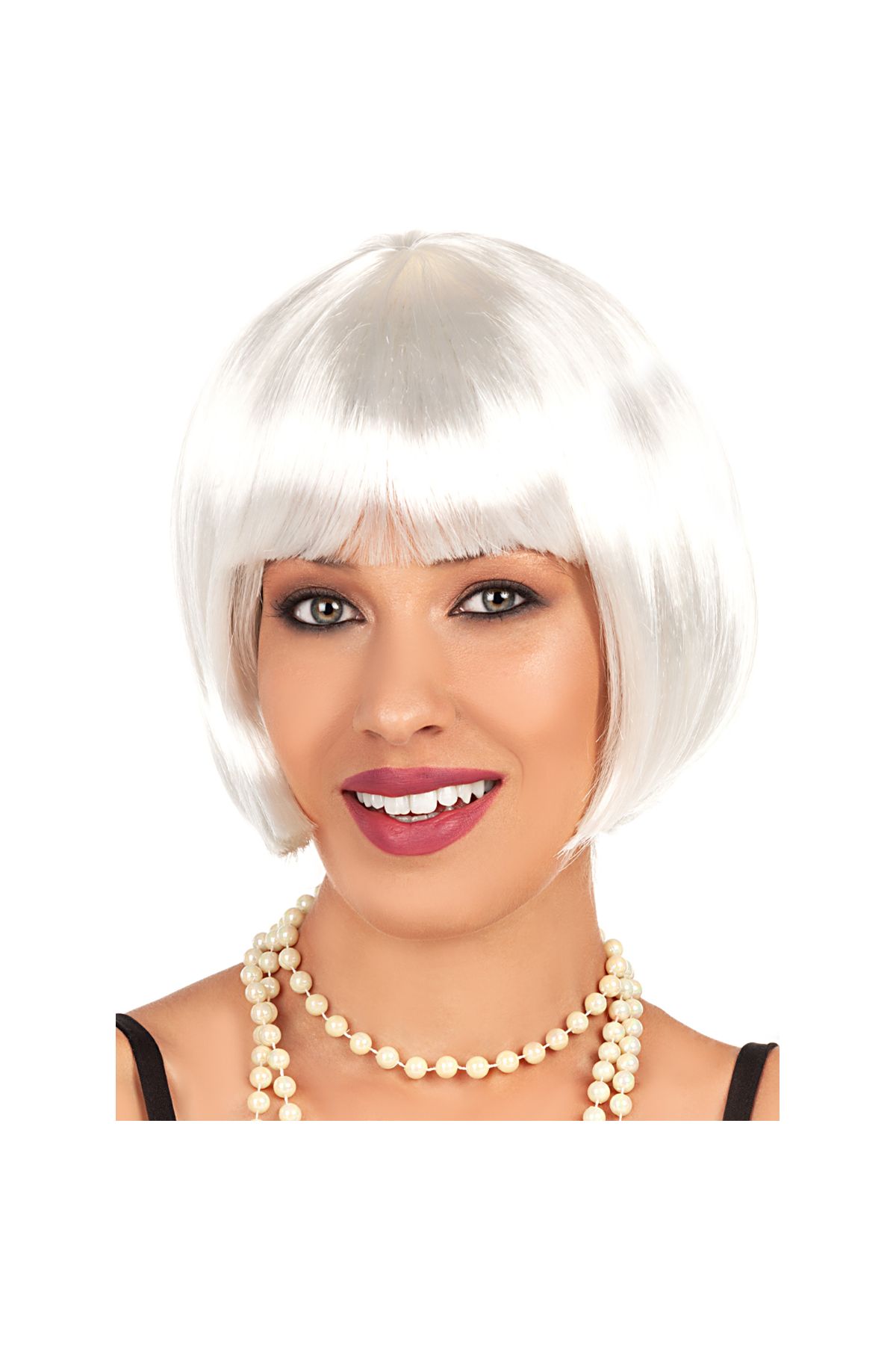 Beyaz Renk Parti Peruğu Kısa Küt Saç