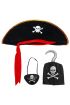 Kadife Kaptan Jack Korsan Şapkası Korsan Eli ve Korsan Göz Maskesi Çocuk Boy