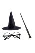 Harry Potter Siyah Şapkası Harry Potter Gözlüğü Harry Potter Asası 3 lü Set