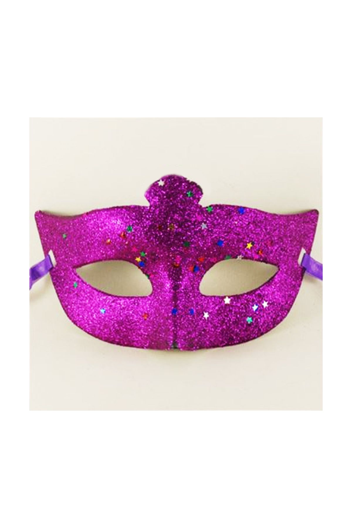 Mor Renk Simli Yıldızlı Kostüm Partisi Maskesi 17x10