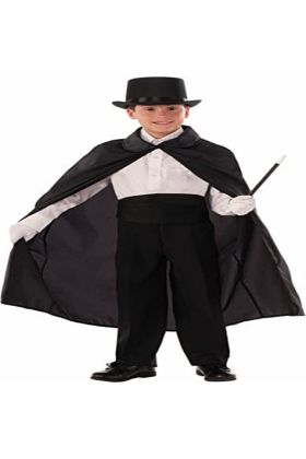 Sihirbaz Pelerini 90 cm ve Sihirbaz Şapkası Siyah Renk Çocuk Boy