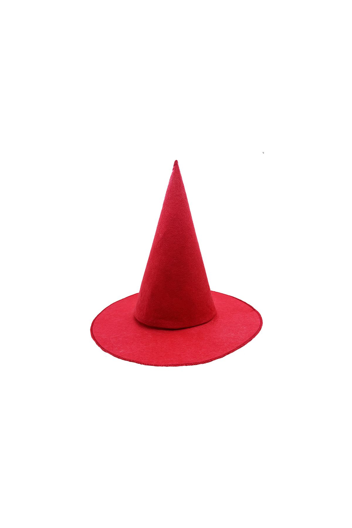Kırmızı Renk Keçe Cadı Şapkası Yetişkin Çocuk Uyumlu 35X38 cm