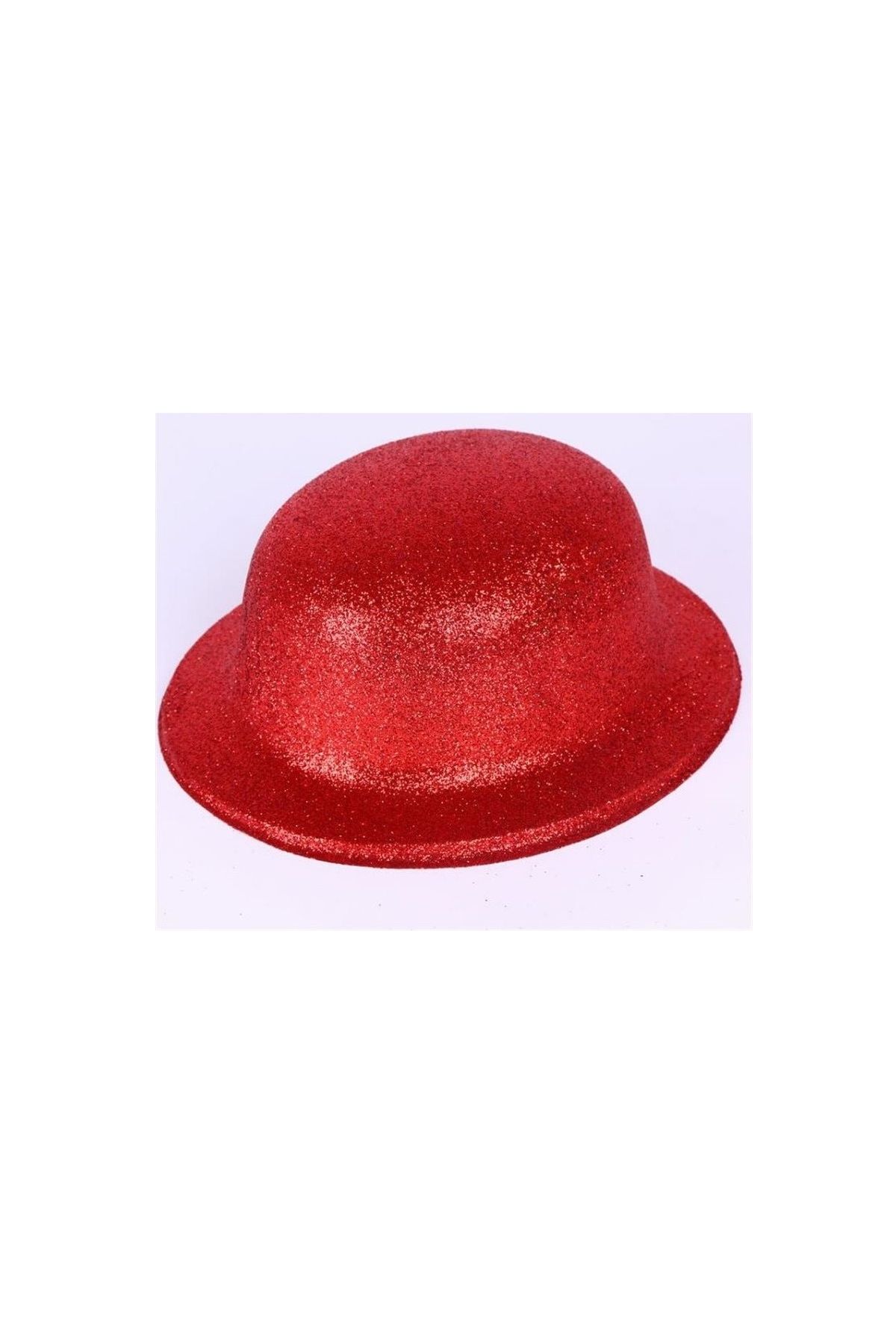 Kırmızı Renk Yuvarlak Simli Plastik Parti Şapkası