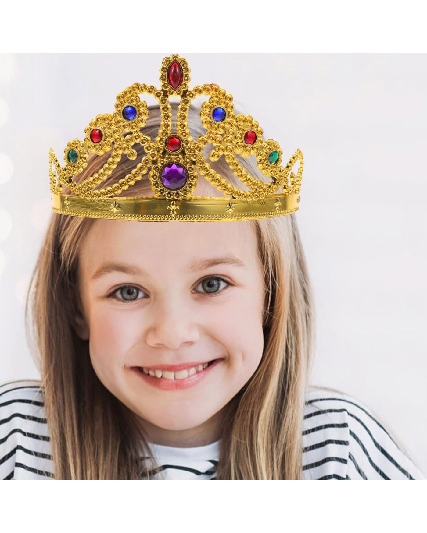 Altın Renk Plastik Prenses Tacı Kraliçe Tacı 60 cm