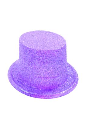 Floresan Mor Renk Simli Uzun Fötr Melon Şapka 12 cm