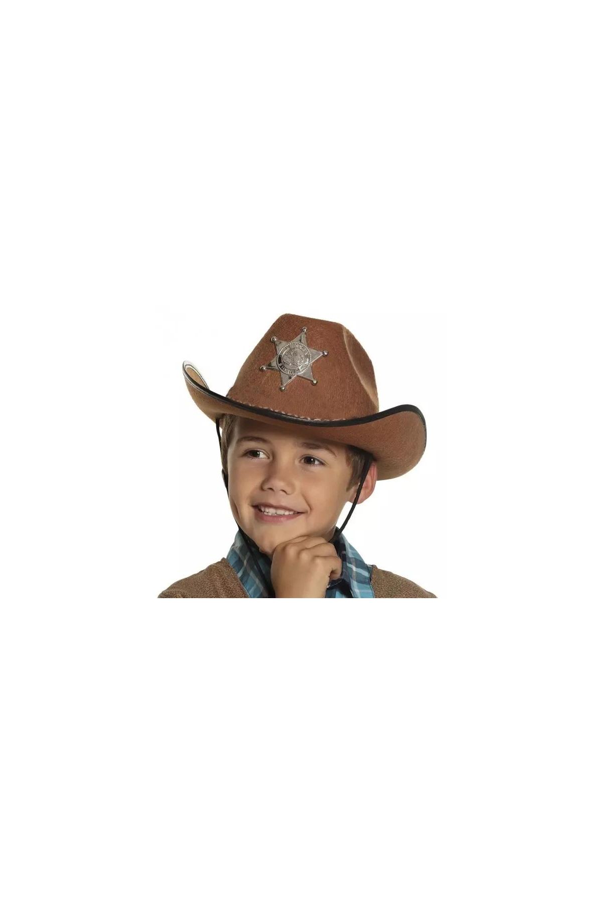Çocuk Kovboy Şapkası - Vahşi Batı Kovboy Şerif Şapkası Kahve Renk