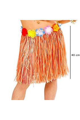 Yetişkin ve Çocuk Uyumlu Tcu Renk Püsküllü Hawaii Luau Hula Etek 40 cm