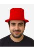 Kırmızı Renk Plastik Nubuk Kadife Flok Kaplama Fötr Şapka 11 cm
