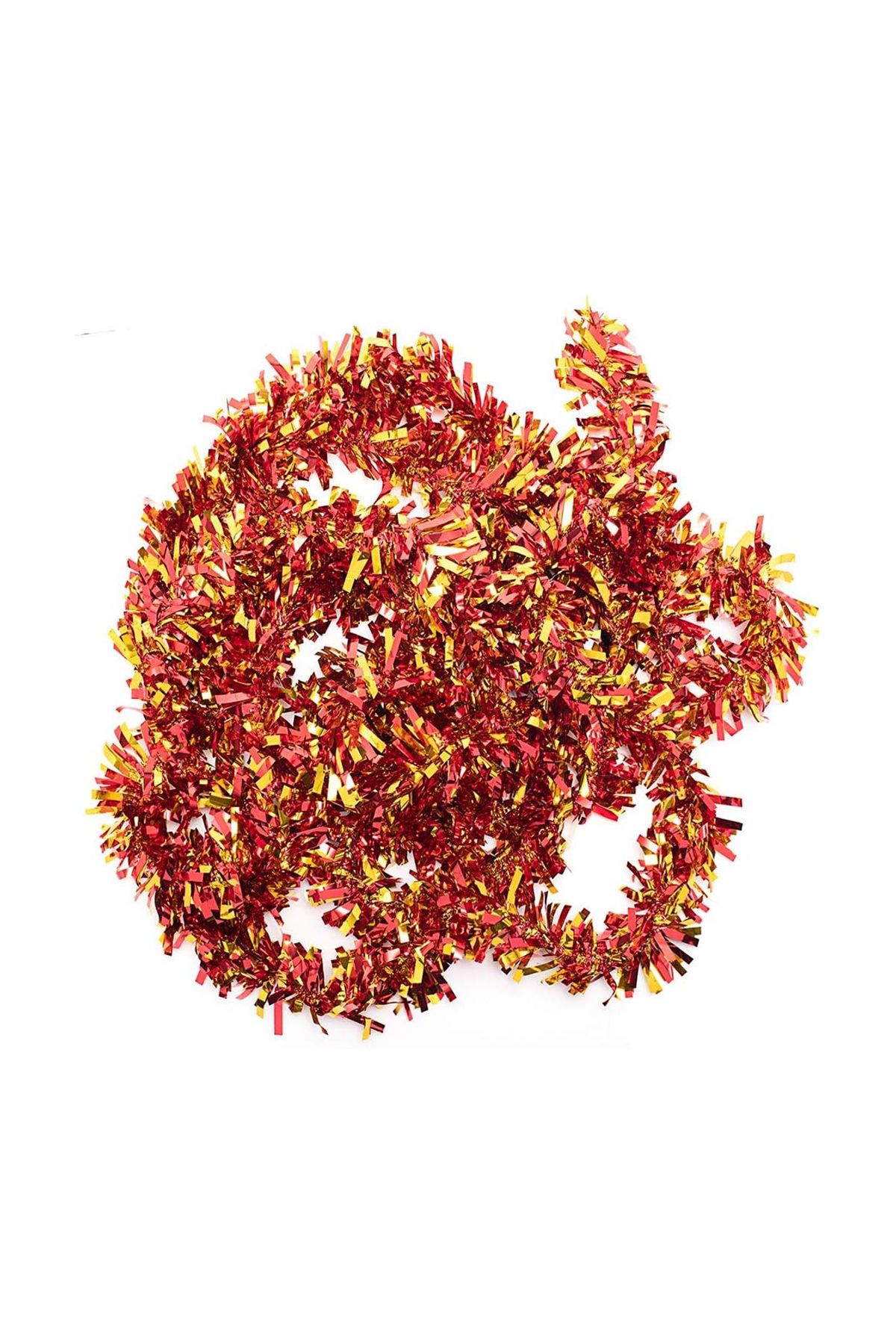 Kırmızı Altın Renk 4 cm Genişlik Garland Çift Renk Sim Süs 180 cm