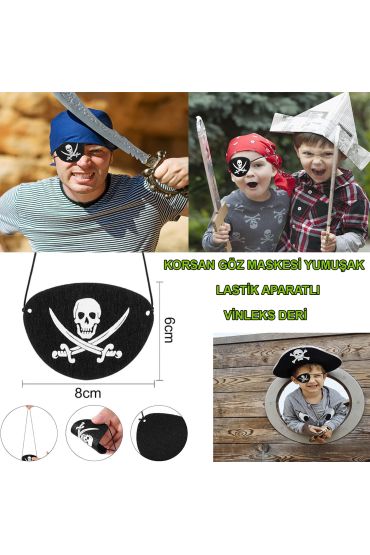 İthal Vinleks Deri Korsan Göz Bandı - Lastikli &amp Yumuşak