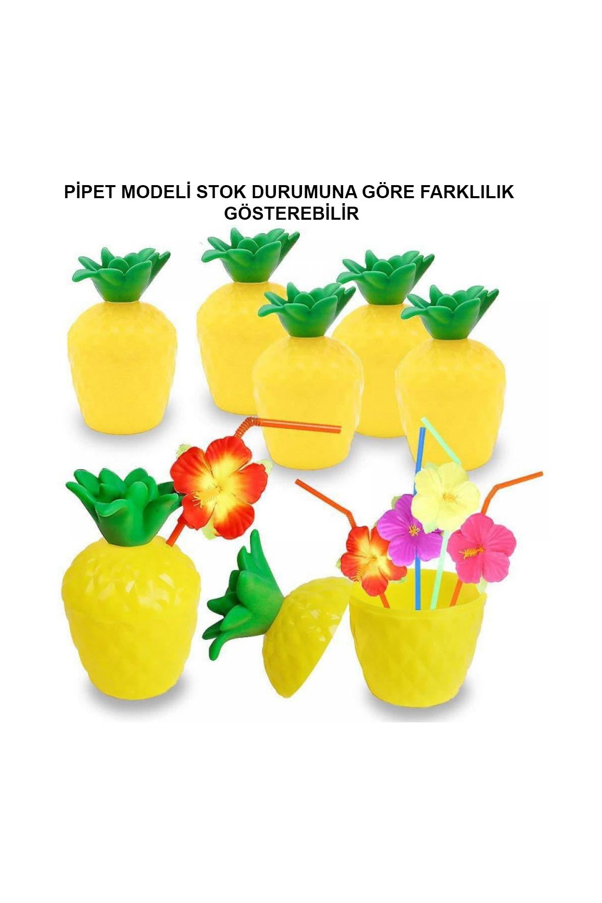 Ananas Hawaii Luau ha Pipetli İçecek Kabı Bardak 10x13 cm 1 Adet