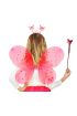 Kırmızı Renk Çocuk Kelebek Kanadı Tacı ve Asa Seti 50 cm