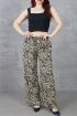 Kadın Leopar Desenli Rahat Kalıp Bol Paça Salaş Pantolon