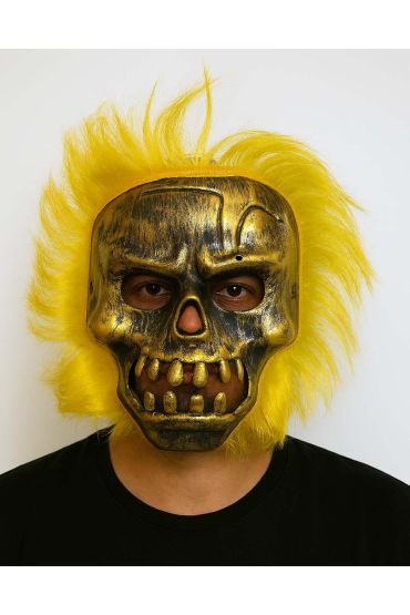 Wild Skull - Bakır Kafatası Sarı Saçlı İskelet Maske