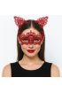 Lüks Kırmızı Dantel Taçlı Maske Seti 2 No - Parti, B, Kostüm Aksesuarı