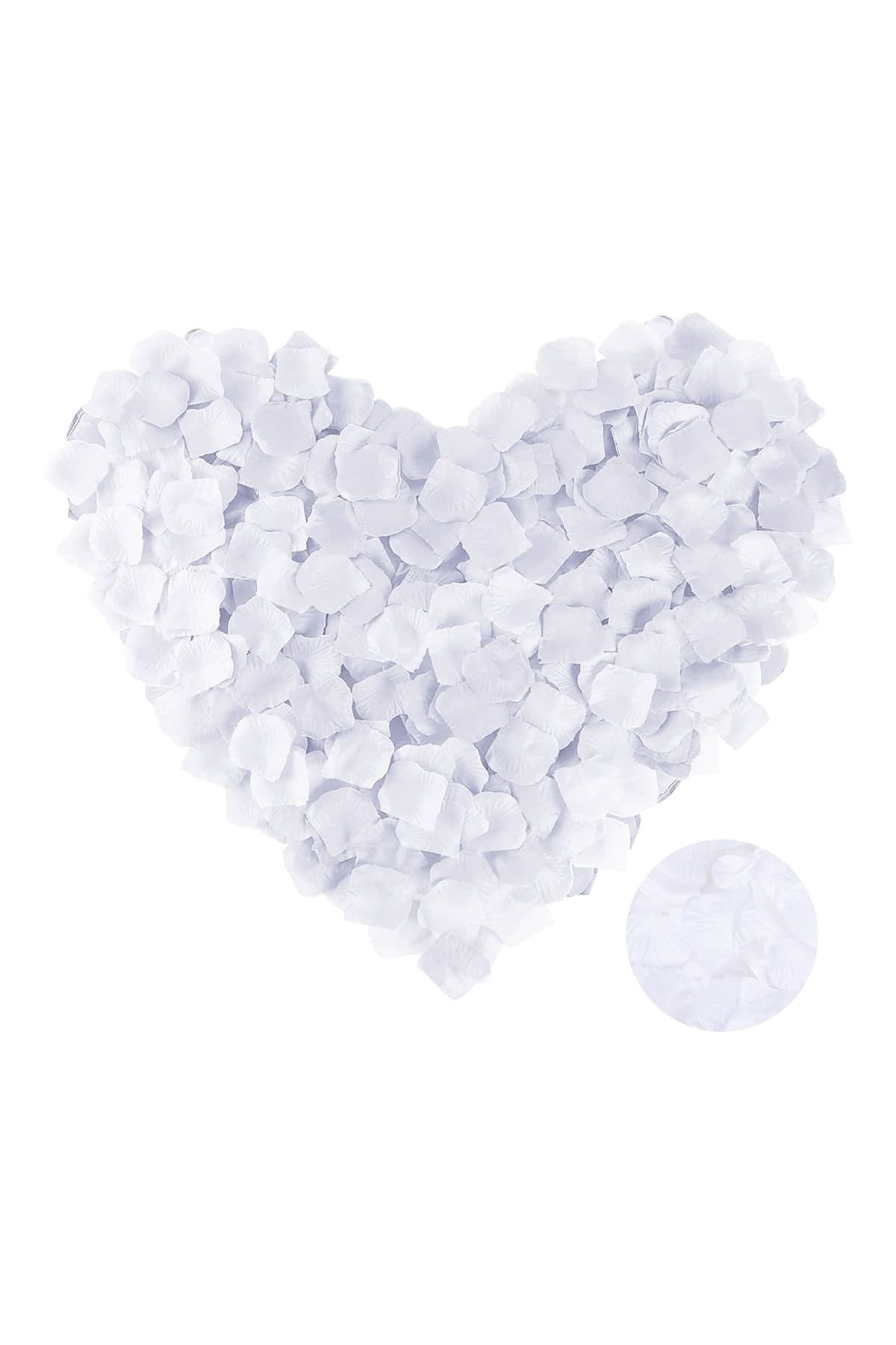 Beyaz Renk Gül Yaprağı Şekilli Konfeti 5 Paket 500 Adet