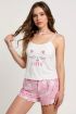 Kedi Desenli Askılı Şortlu Kadın Pijama