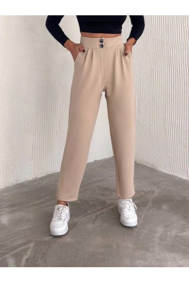örme krep pantolon çift düğmeli