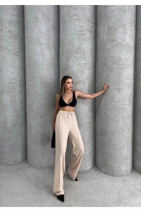 Çımalı keten pantolon