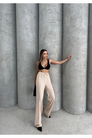 Çımalı keten pantolon