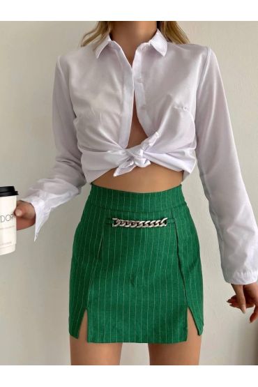 Zincir detaylı çizgili şort etek