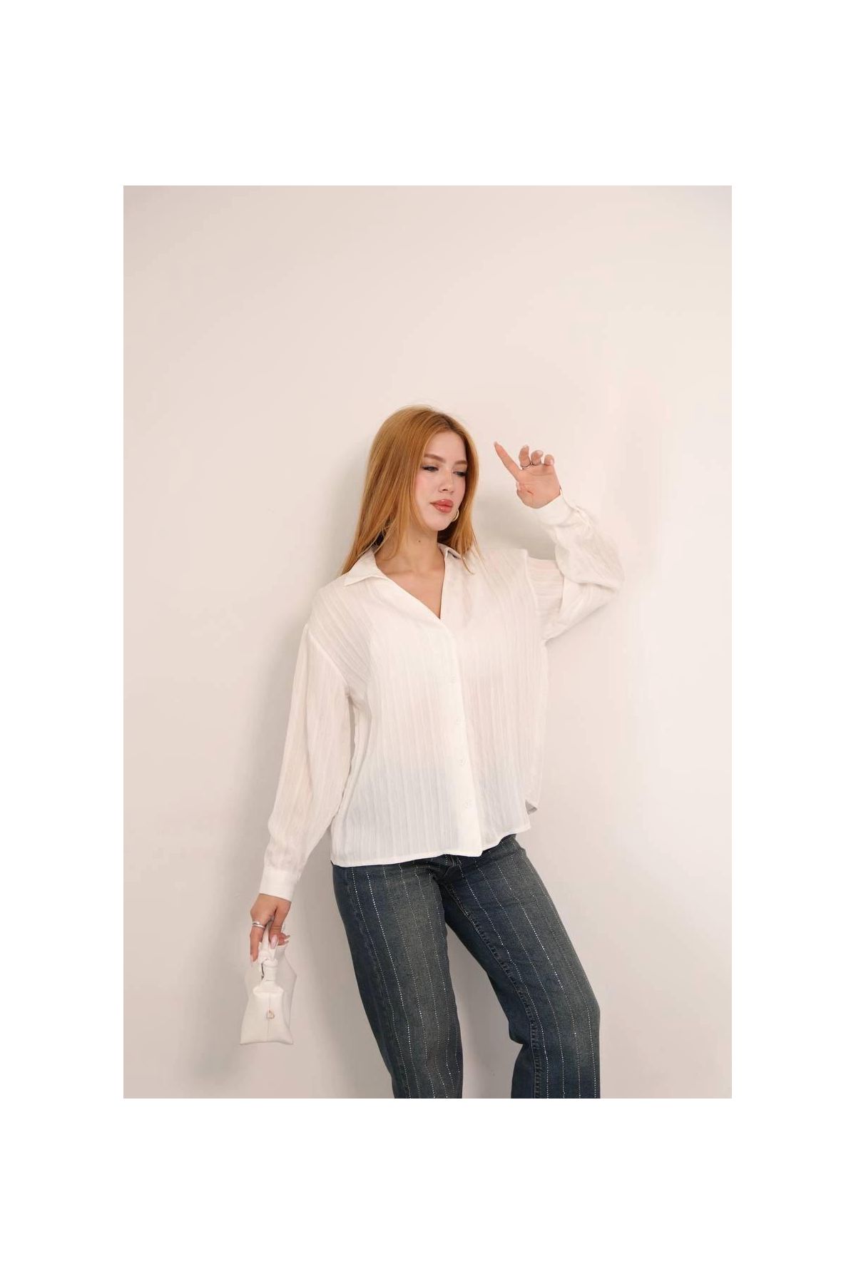 Kendinden çizgili london gömlek