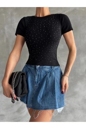 Taş baskılı kaş korse bluz