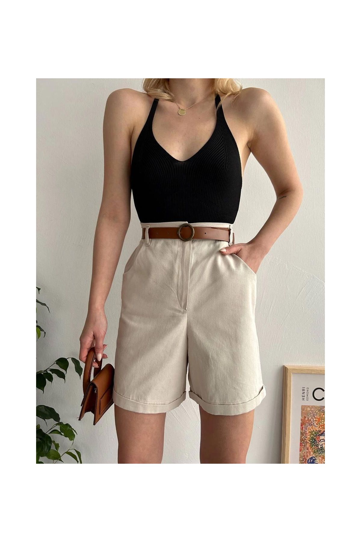 Gabardin kumaş şort