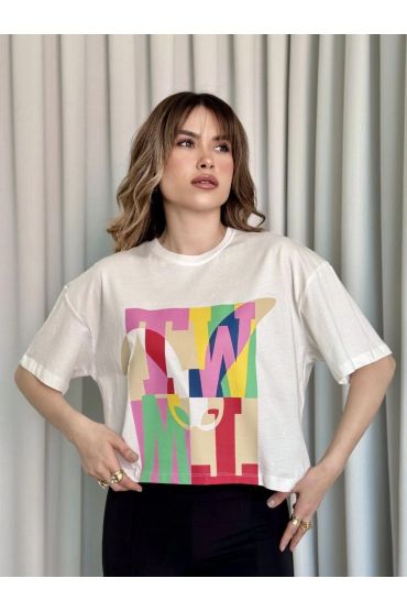 Baskılı crop tişört