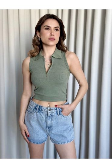 Kısa fermuarlı crop