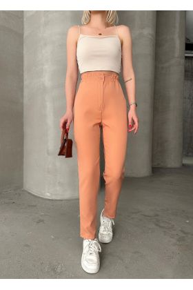 Beli lastikli karamel pantolon