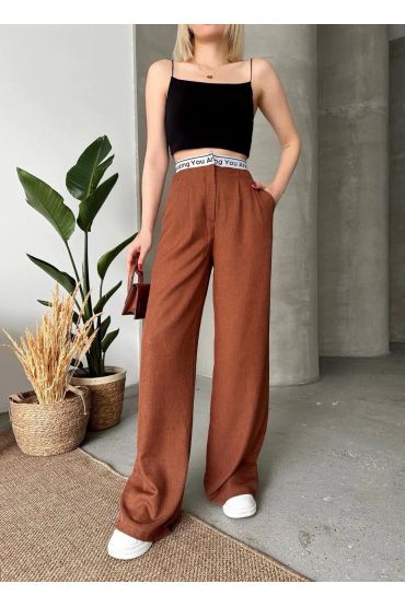 Flamlı kahve pantolon