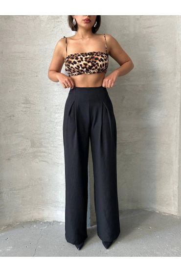 Pileli keten pantolon