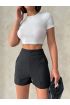 Yüksek bel parçalı double kumaş şort s25312