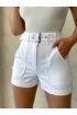 Kemer detaylı gabardin şort beyaz s25289