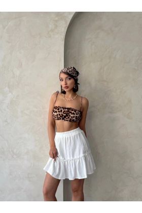 Çingene keten etek beyaz s24808