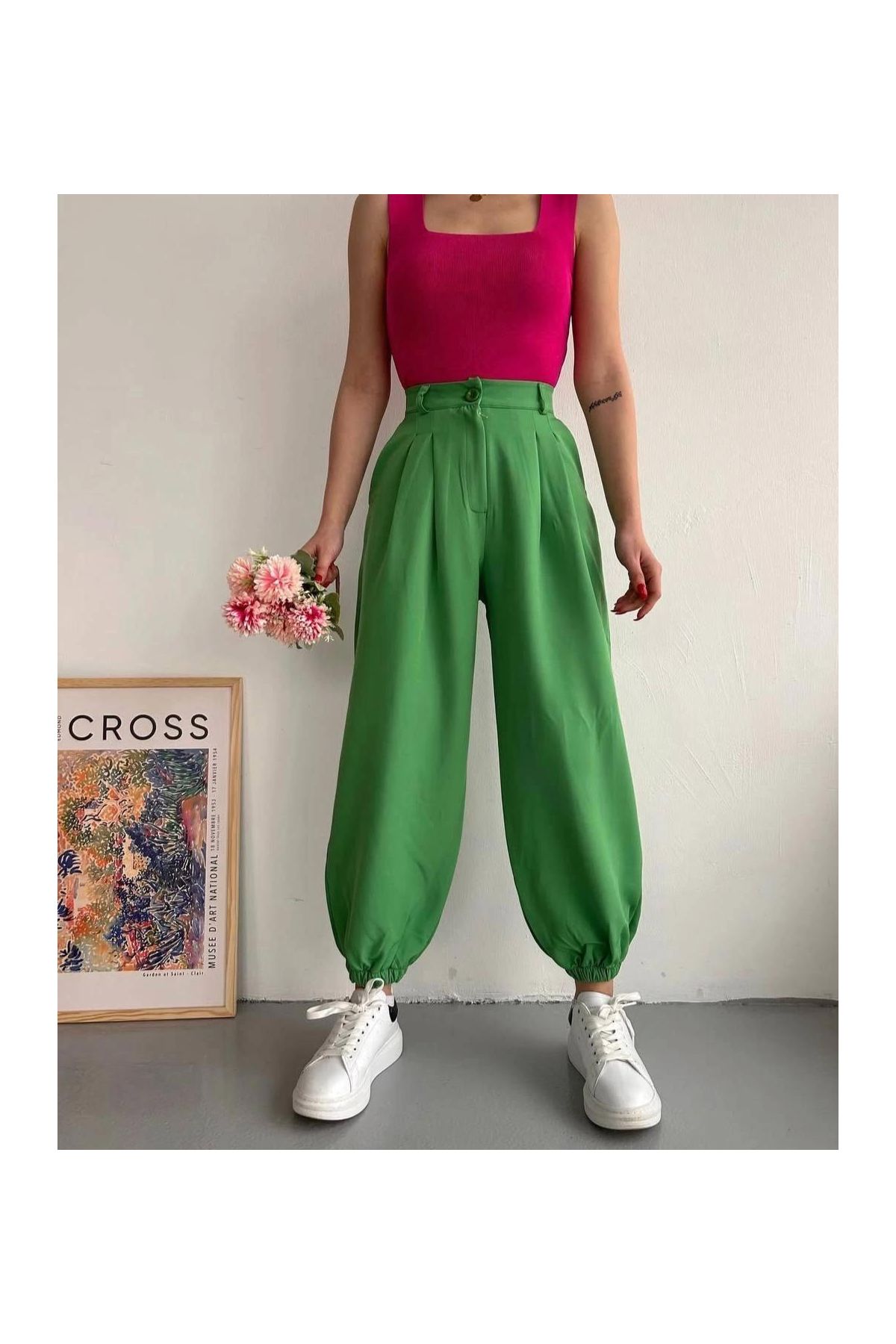 Şalvar pantolon yeşil s23202