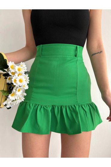 Altı fırfırlı etek yeşil s24817