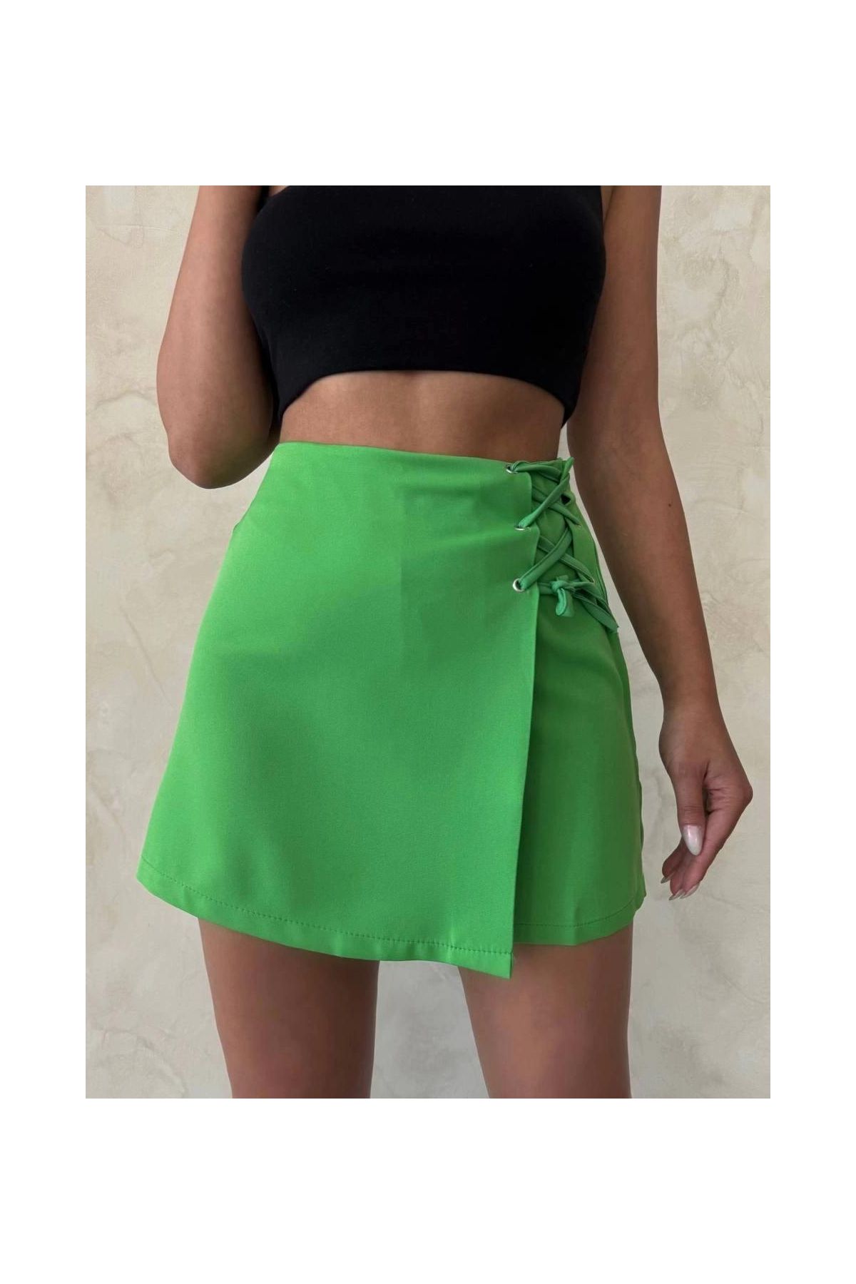 Kuş gözü şort etek yeşil s25819
