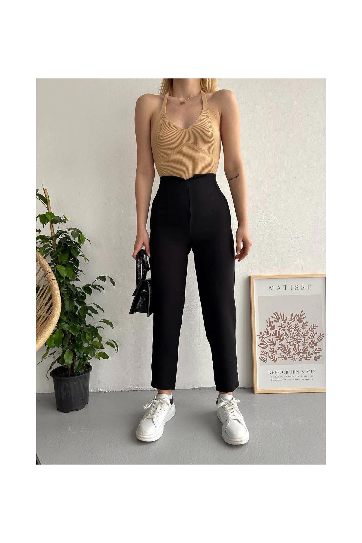 Atlas fletolu pantolon siyah